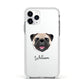 Custom Dog Illustration with Name Apple iPhone 11 Pro in Silver with White Impact Case