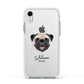 Custom Dog Illustration with Name Apple iPhone XR Impact Case White Edge on Silver Phone