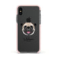 Custom Dog Illustration with Name Apple iPhone Xs Impact Case Pink Edge on Black Phone