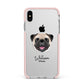Custom Dog Illustration with Name Apple iPhone Xs Max Impact Case Pink Edge on Silver Phone