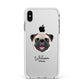Custom Dog Illustration with Name Apple iPhone Xs Max Impact Case White Edge on Silver Phone