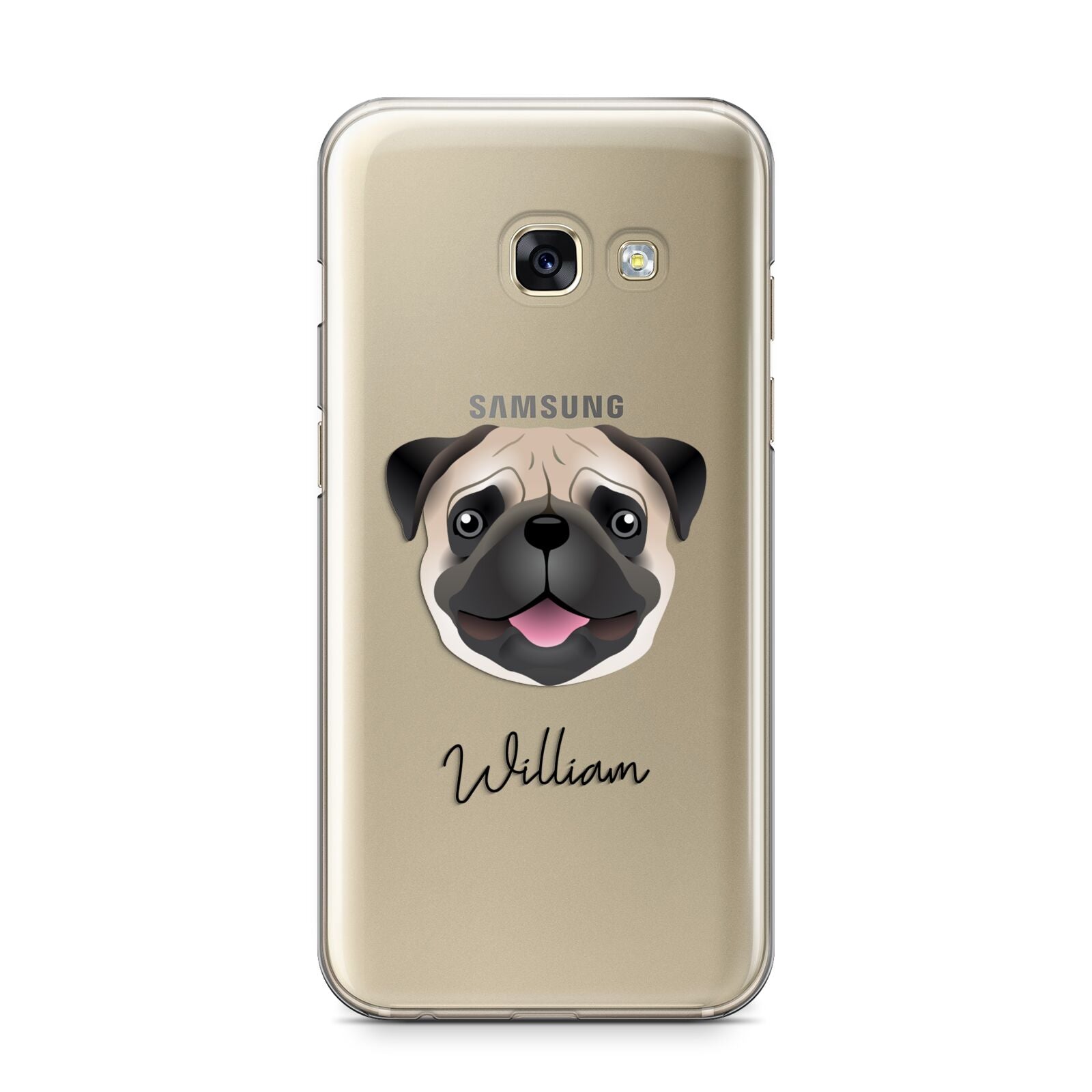 Custom Dog Illustration with Name Samsung Galaxy A3 2017 Case on gold phone