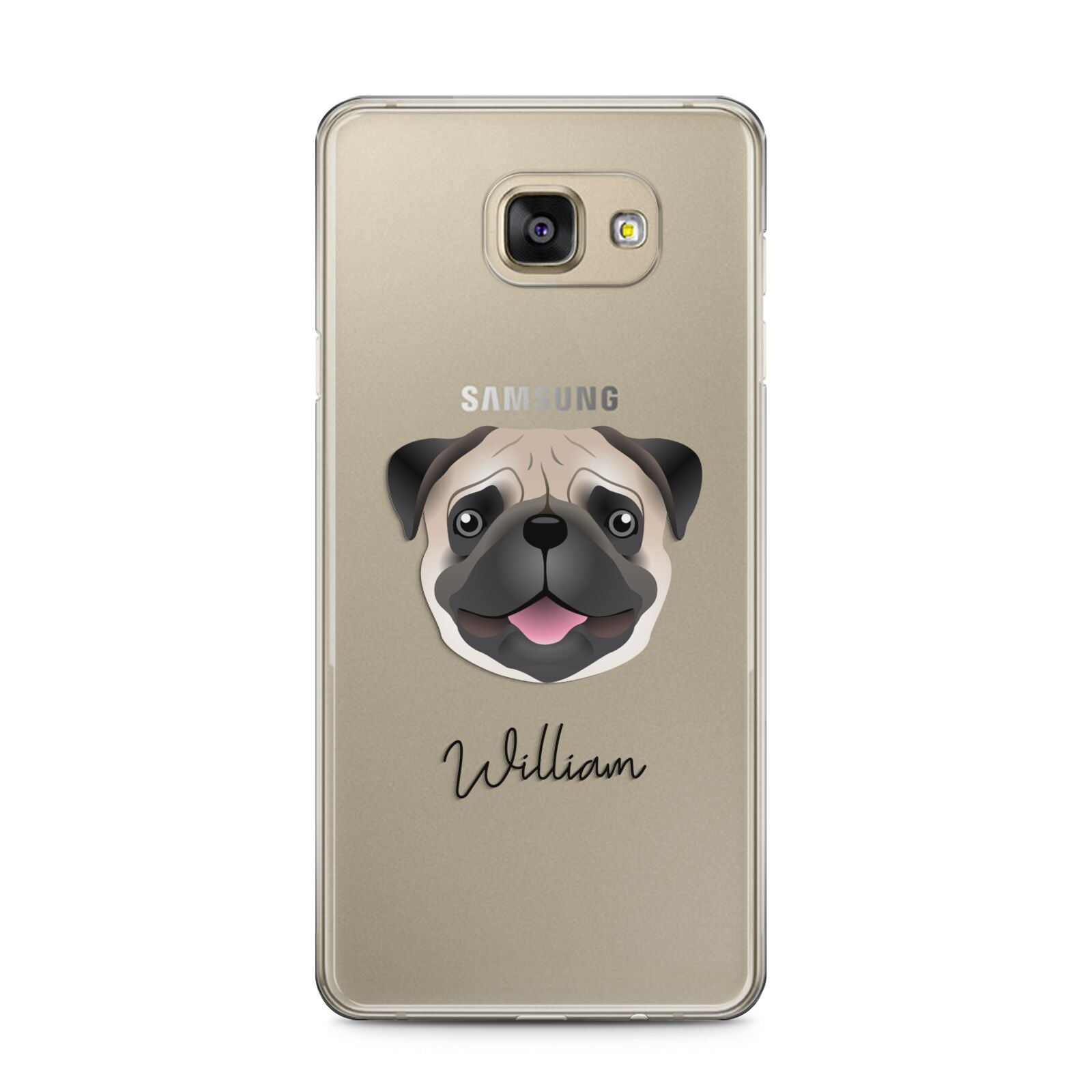 Custom Dog Illustration with Name Samsung Galaxy A5 2016 Case on gold phone