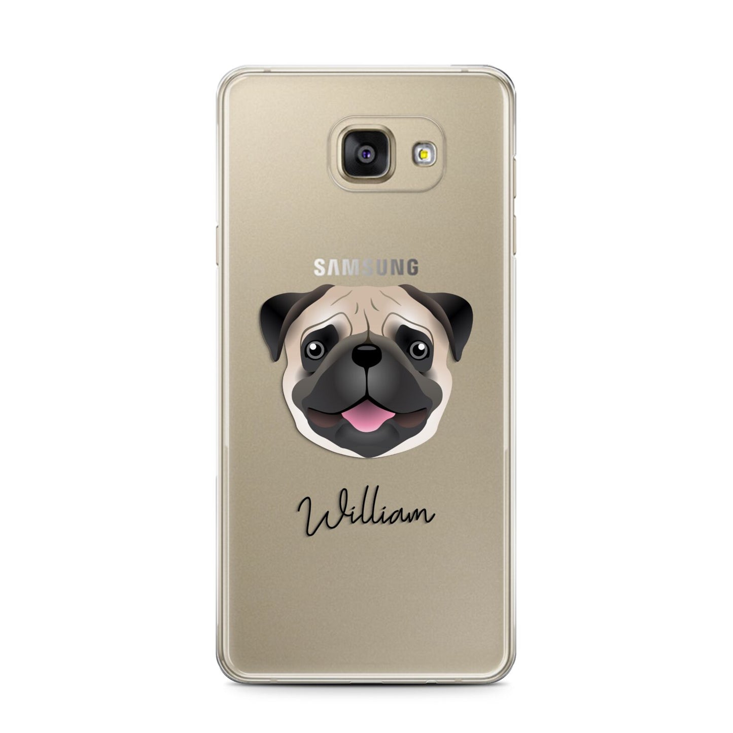 Custom Dog Illustration with Name Samsung Galaxy A7 2016 Case on gold phone