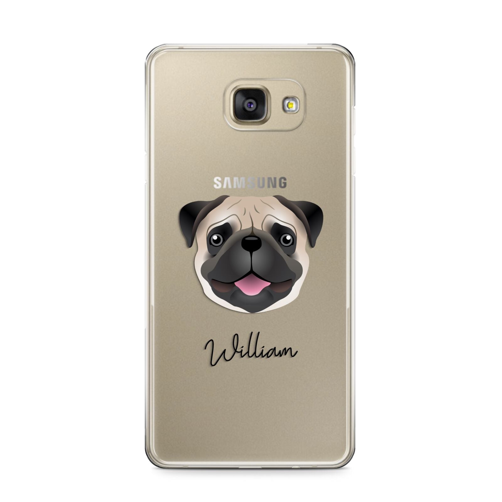 Custom Dog Illustration with Name Samsung Galaxy A9 2016 Case on gold phone