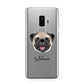 Custom Dog Illustration with Name Samsung Galaxy S9 Plus Case on Silver phone