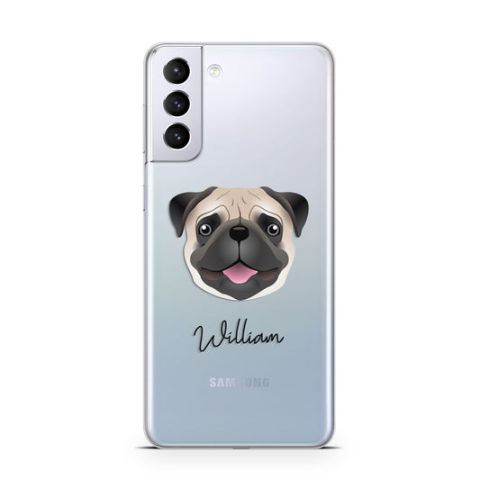 Custom Dog Illustration with Name Samsung S21 Plus Phone Case