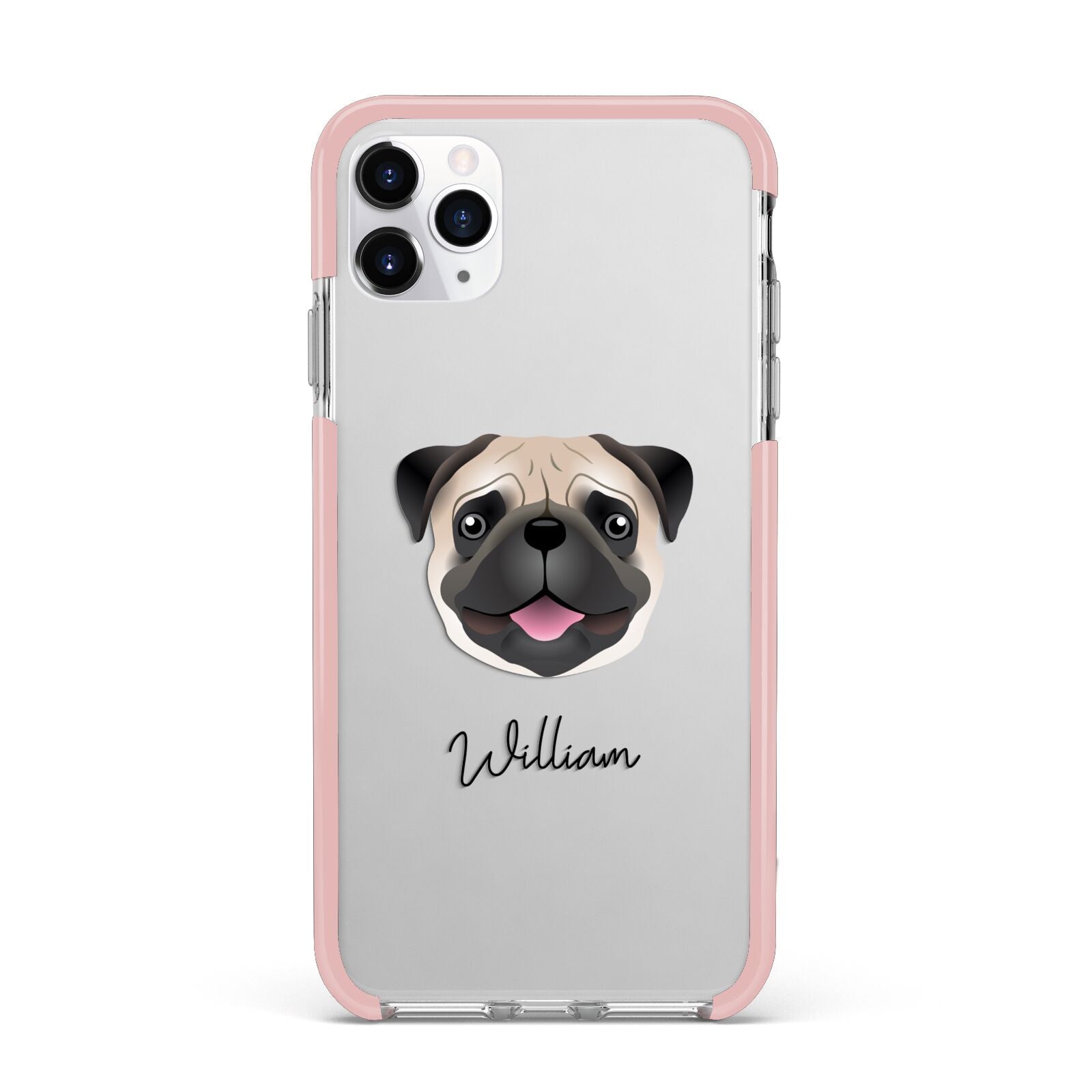 Custom Dog Illustration with Name iPhone 11 Pro Max Impact Pink Edge Case