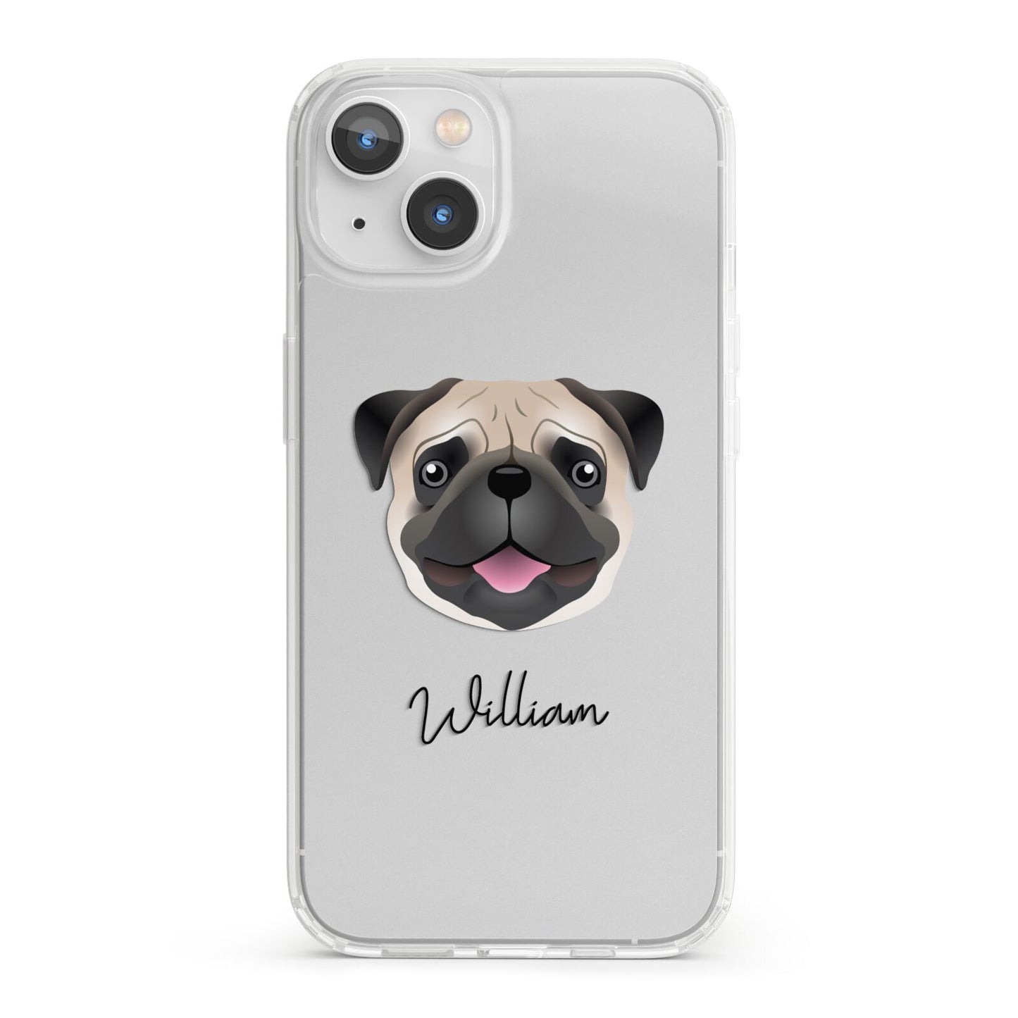 Custom Dog Illustration with Name iPhone 13 Clear Bumper Case