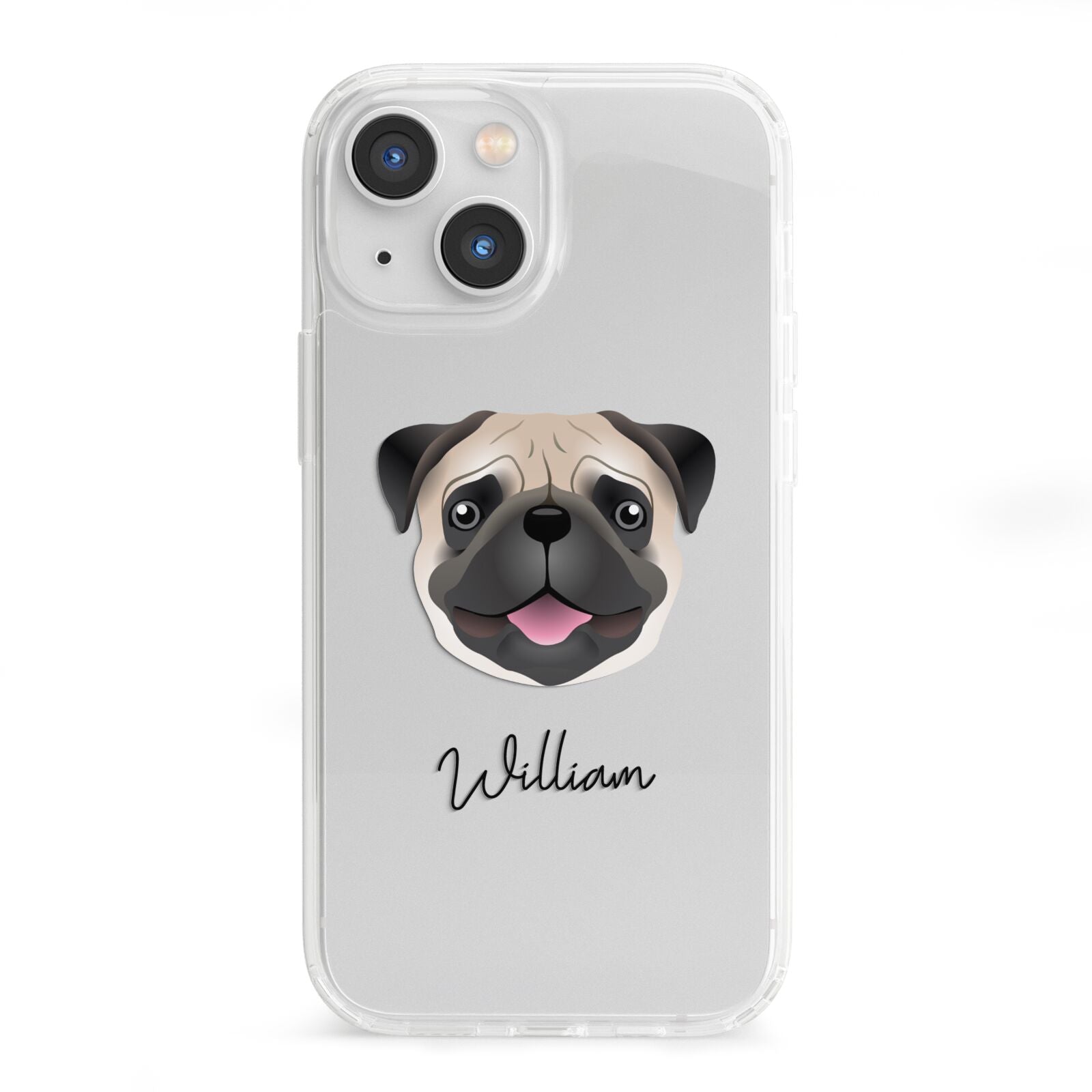 Custom Dog Illustration with Name iPhone 13 Mini Clear Bumper Case