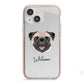 Custom Dog Illustration with Name iPhone 13 Mini TPU Impact Case with Pink Edges