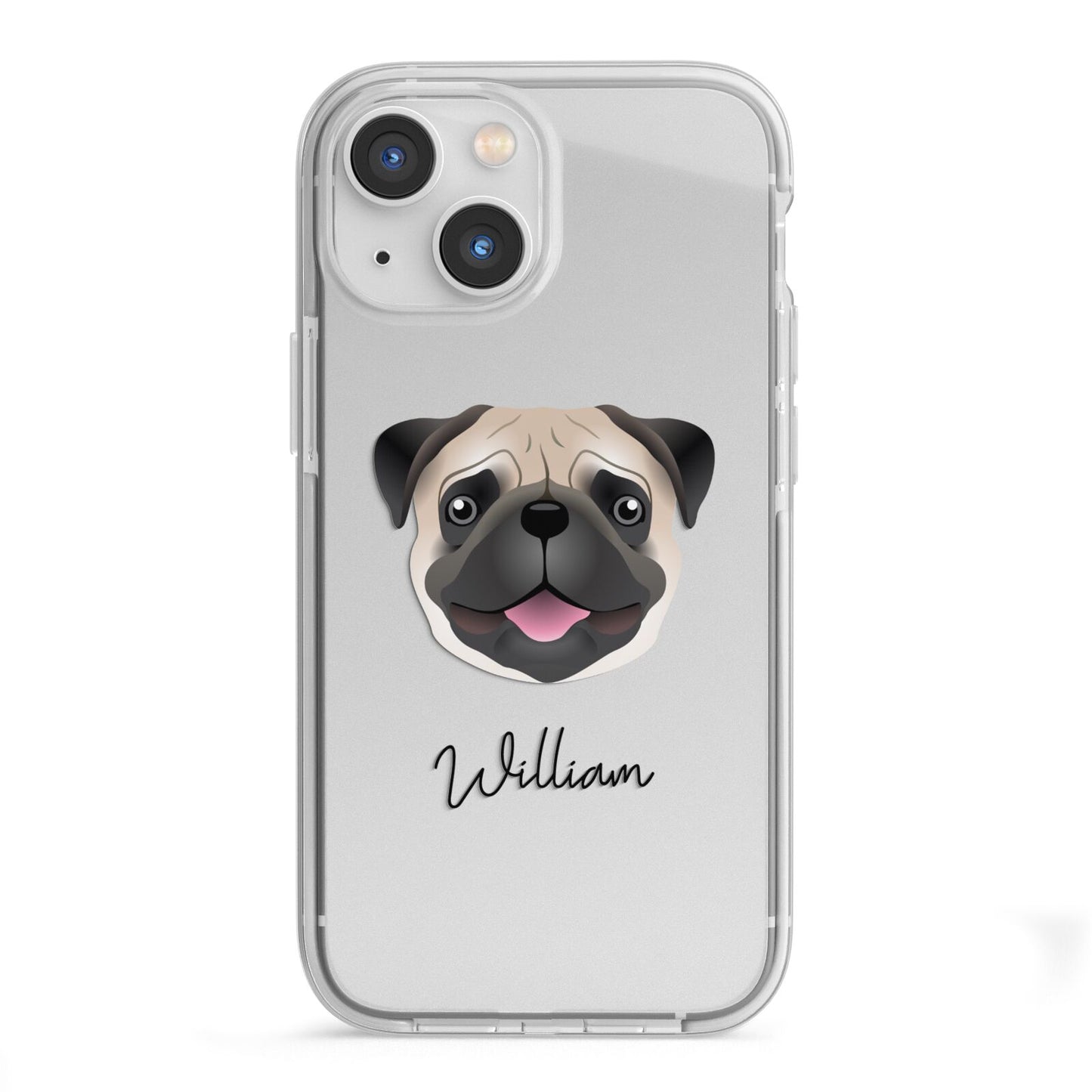 Custom Dog Illustration with Name iPhone 13 Mini TPU Impact Case with White Edges