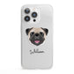 Custom Dog Illustration with Name iPhone 13 Pro Clear Bumper Case