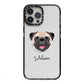 Custom Dog Illustration with Name iPhone 13 Pro Max Black Impact Case on Silver phone
