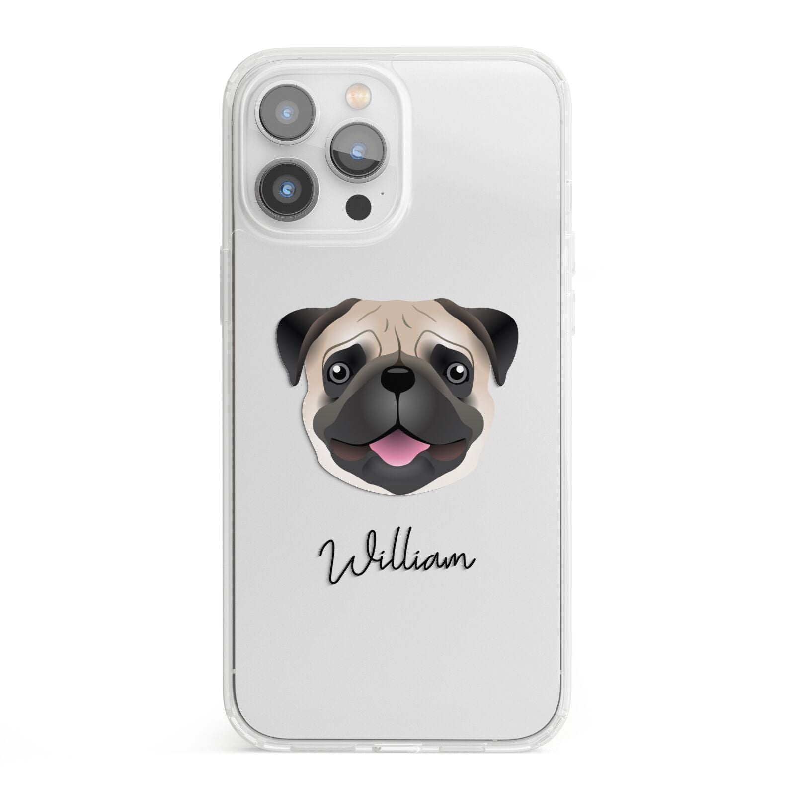 Custom Dog Illustration with Name iPhone 13 Pro Max Clear Bumper Case