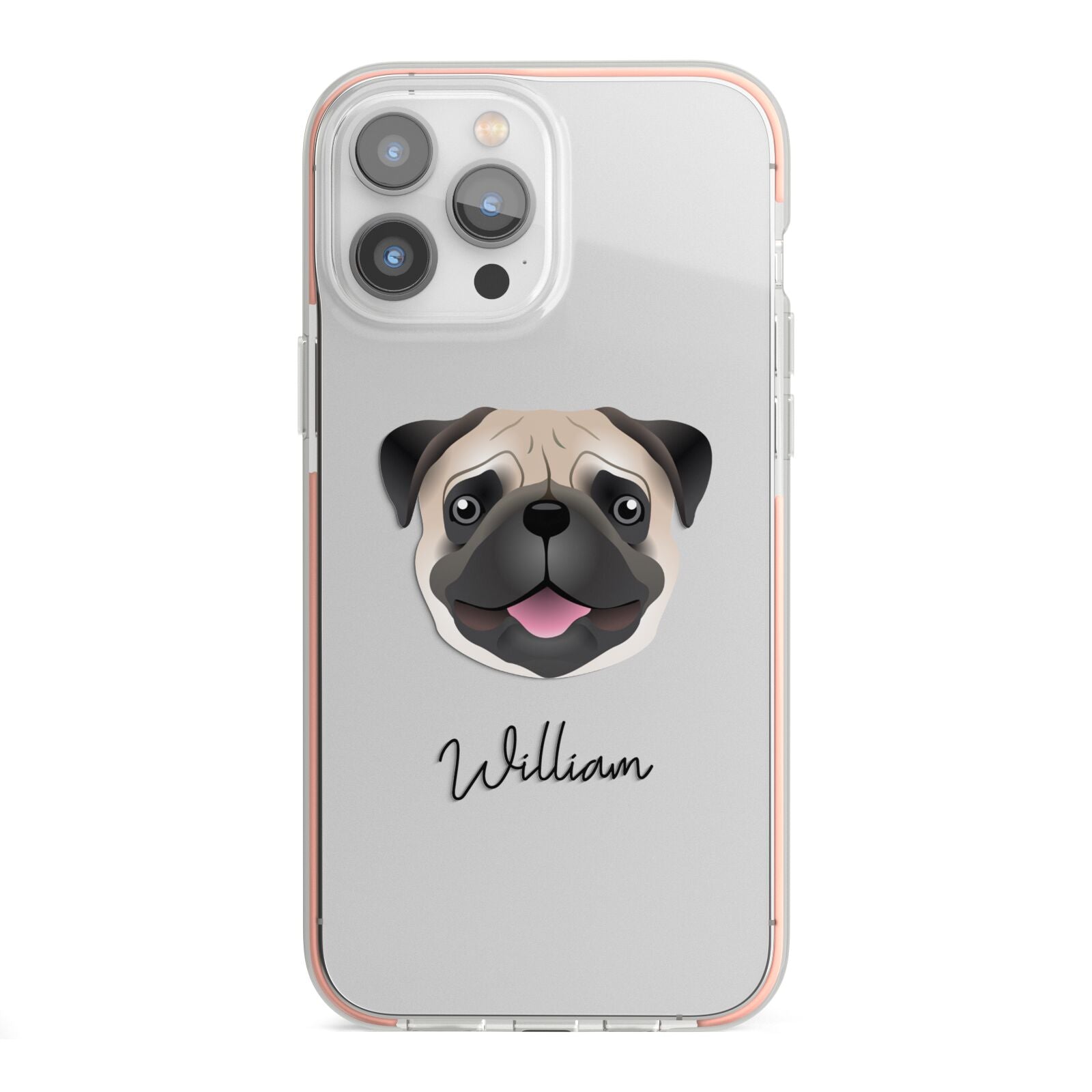 Custom Dog Illustration with Name iPhone 13 Pro Max TPU Impact Case with Pink Edges