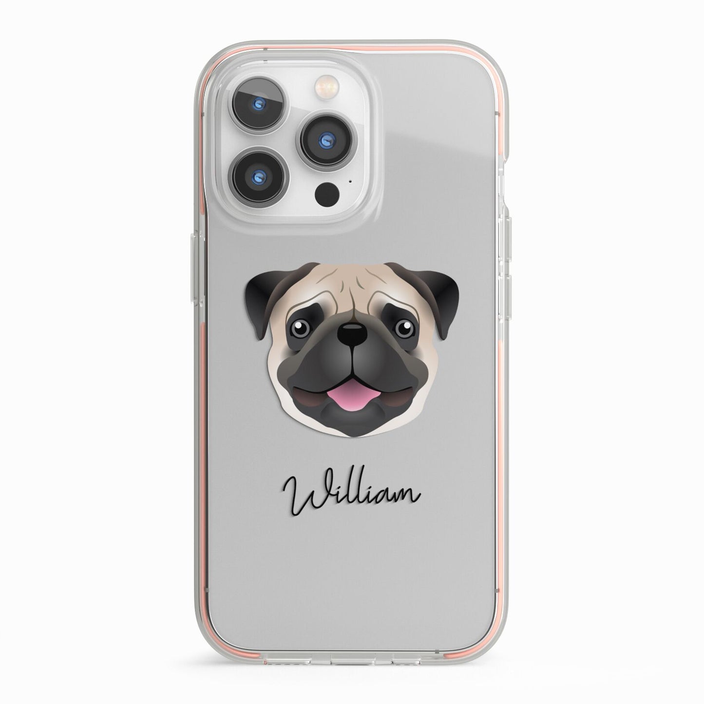 Custom Dog Illustration with Name iPhone 13 Pro TPU Impact Case with Pink Edges