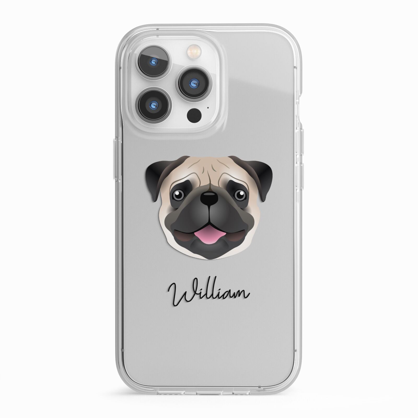 Custom Dog Illustration with Name iPhone 13 Pro TPU Impact Case with White Edges