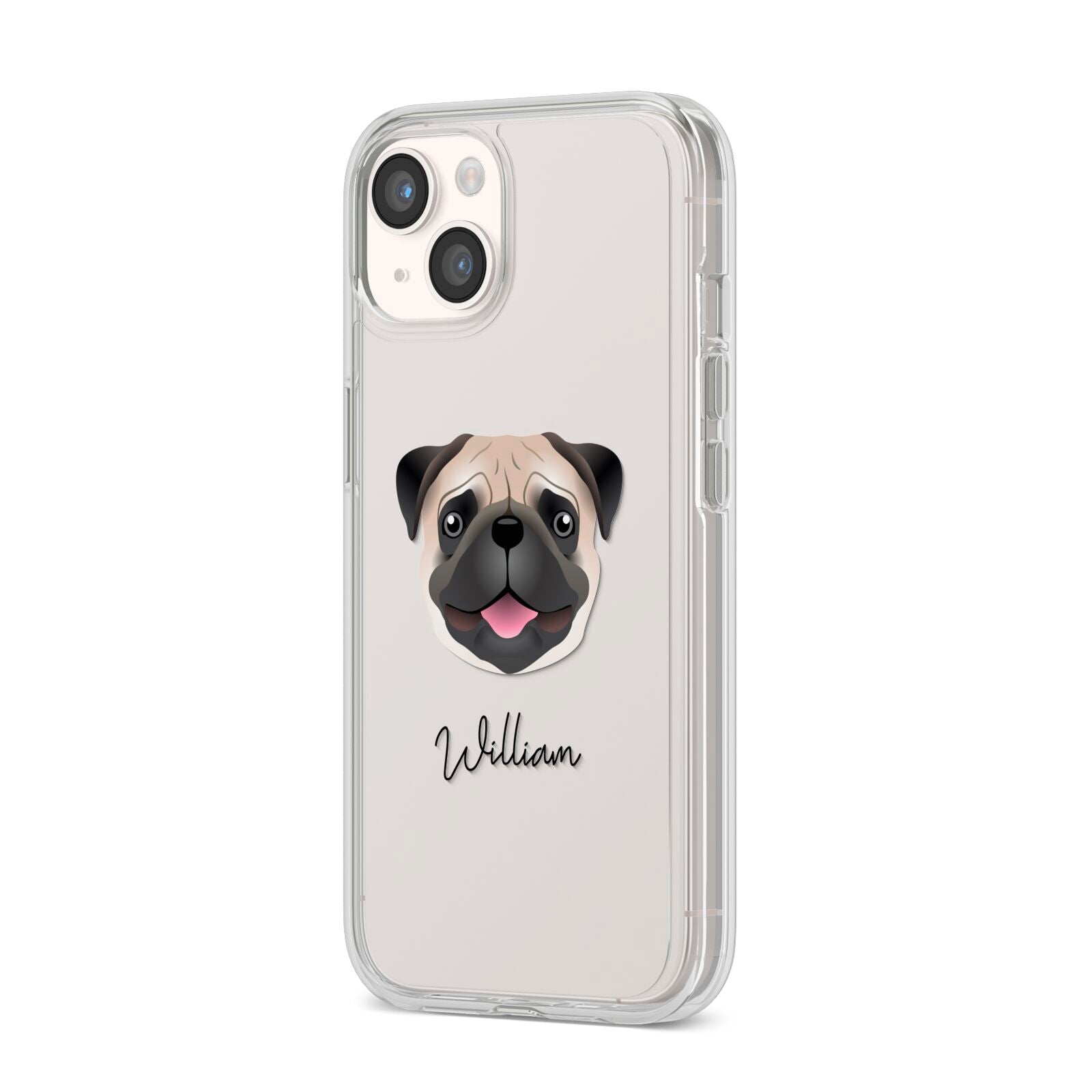 Custom Dog Illustration with Name iPhone 14 Clear Tough Case Starlight Angled Image