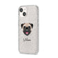 Custom Dog Illustration with Name iPhone 14 Glitter Tough Case Starlight Angled Image