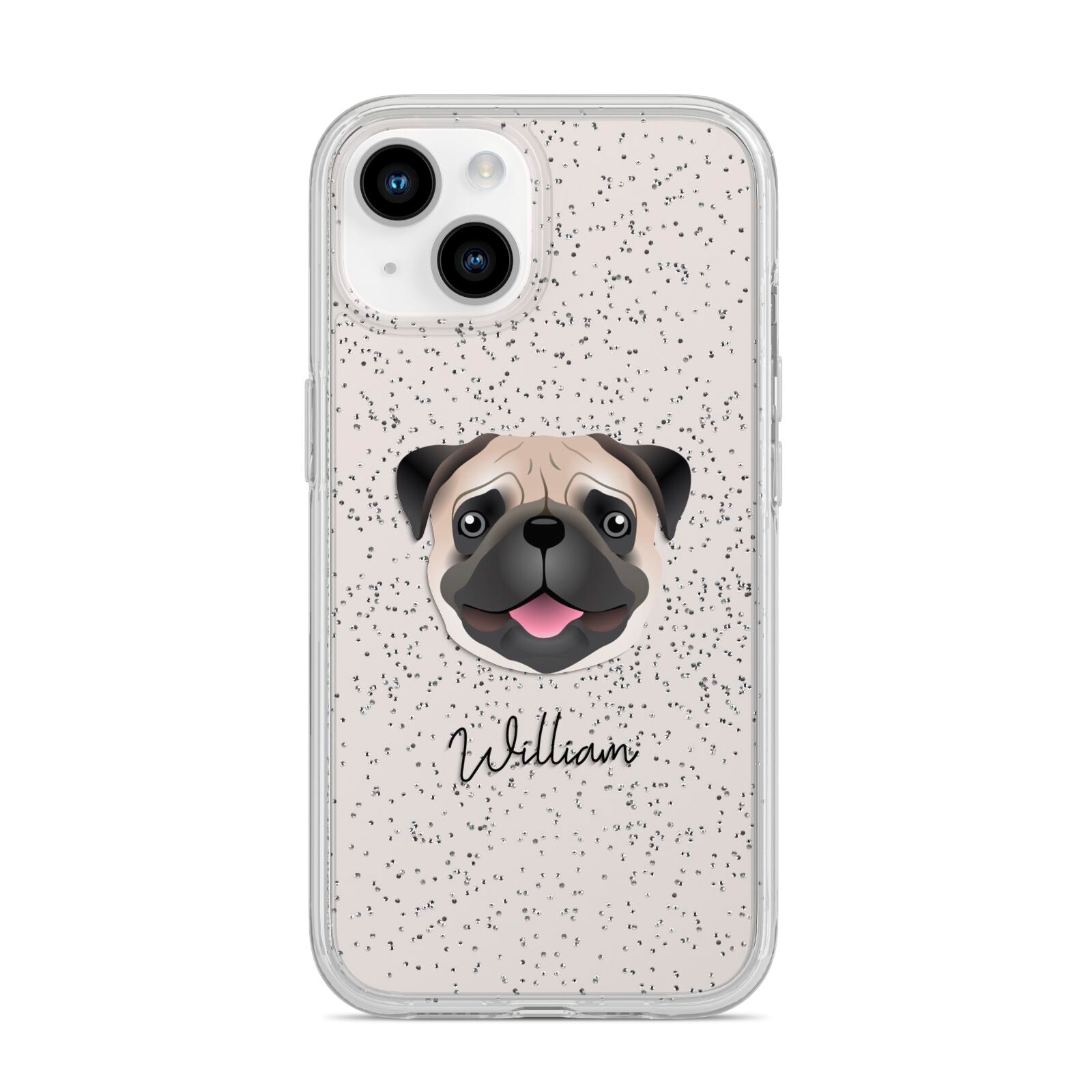 Custom Dog Illustration with Name iPhone 14 Glitter Tough Case Starlight