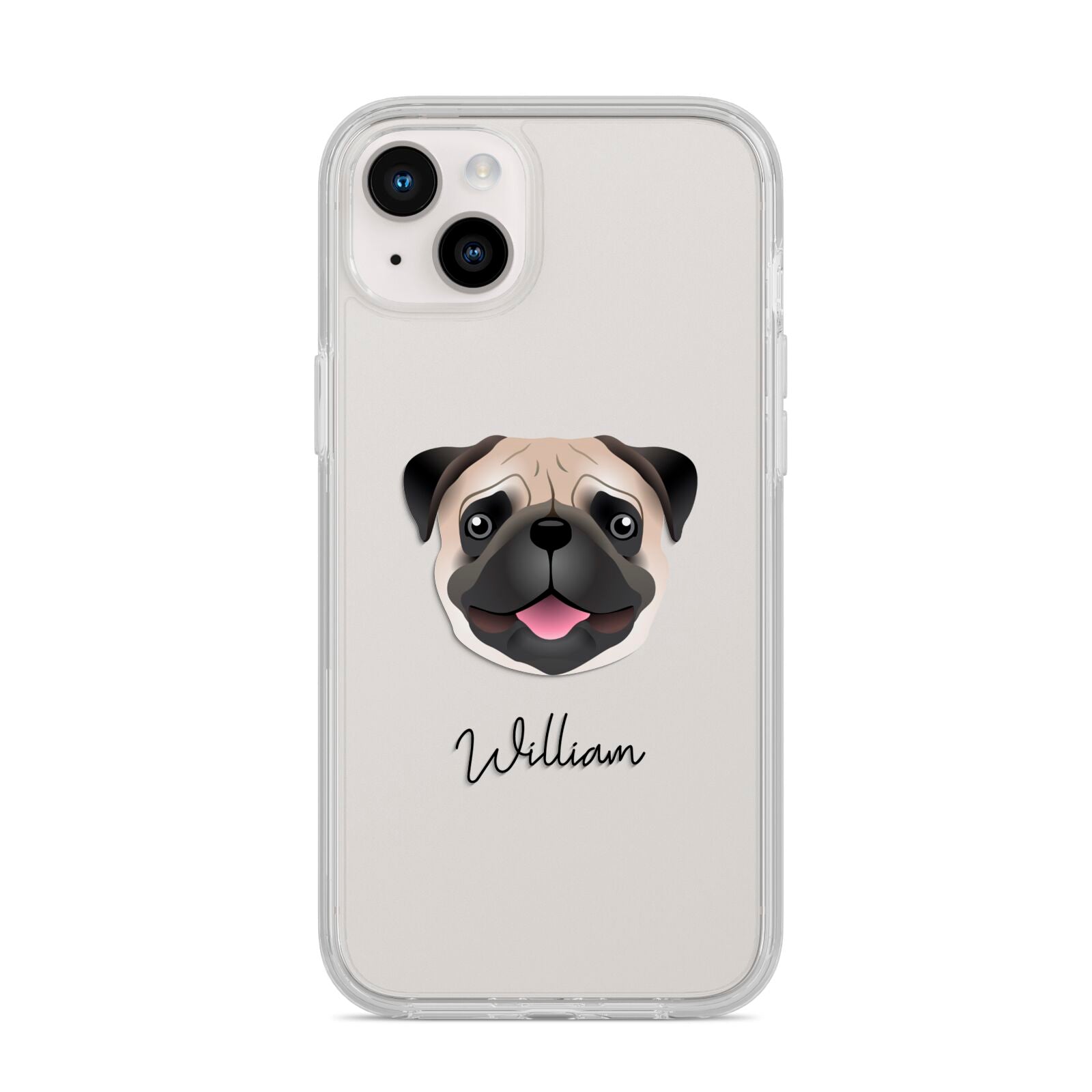 Custom Dog Illustration with Name iPhone 14 Plus Clear Tough Case Starlight