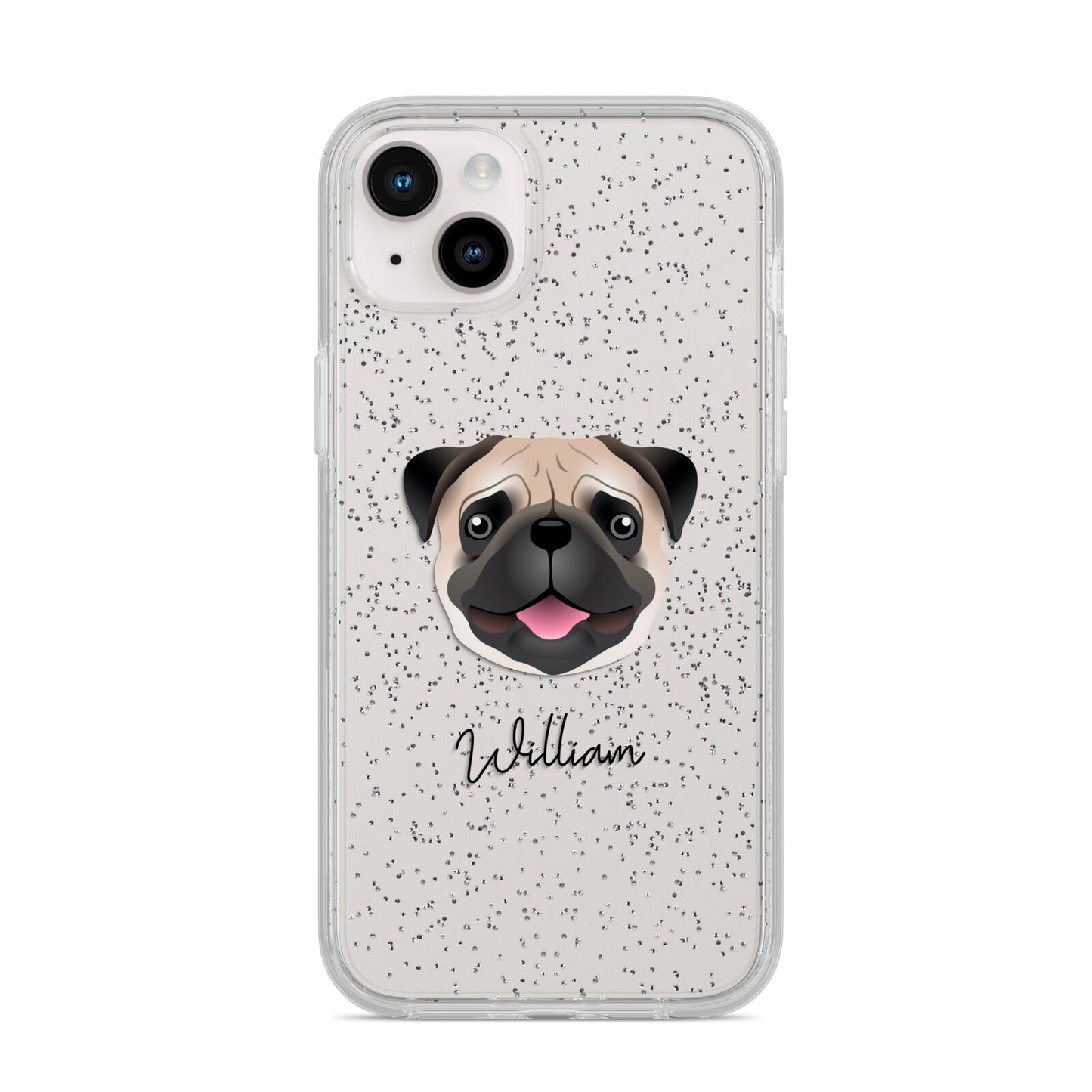 Custom Dog Illustration with Name iPhone 14 Plus Glitter Tough Case Starlight