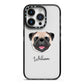 Custom Dog Illustration with Name iPhone 14 Pro Black Impact Case on Silver phone