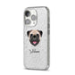 Custom Dog Illustration with Name iPhone 14 Pro Glitter Tough Case Silver Angled Image