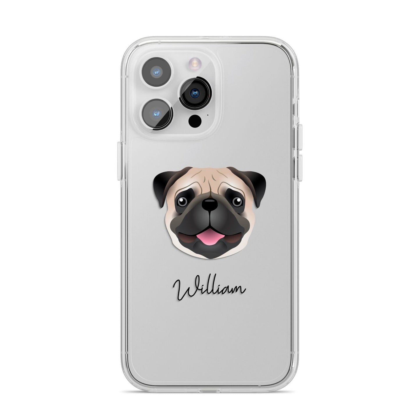 Custom Dog Illustration with Name iPhone 14 Pro Max Clear Tough Case Silver