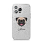Custom Dog Illustration with Name iPhone 14 Pro Max Glitter Tough Case Silver