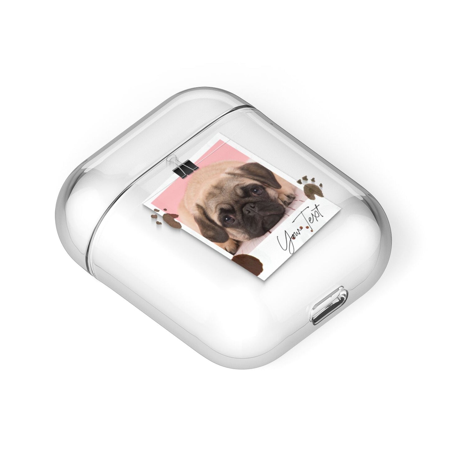 Custom Dog Picture with Name AirPods Case Laid Flat