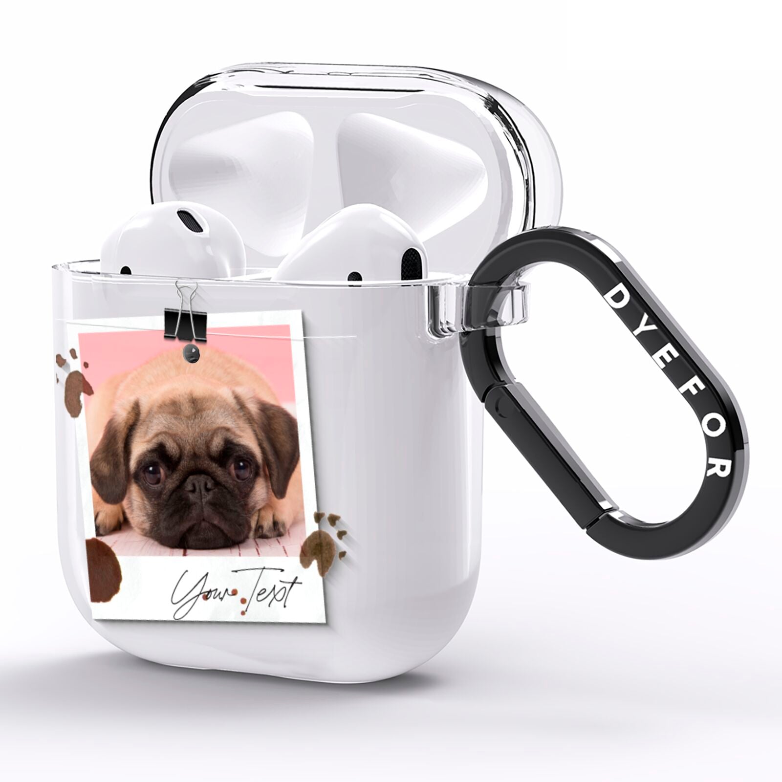 Custom Dog Picture with Name AirPods Clear Case Side Image