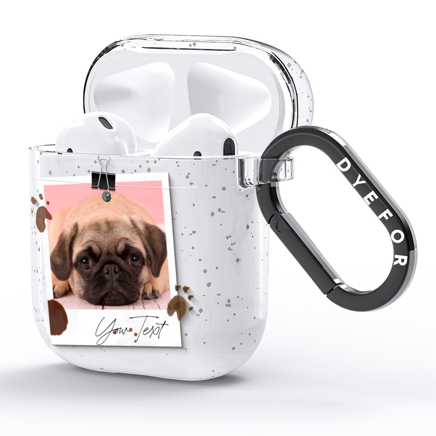 Custom Dog Picture with Name AirPods Glitter Case Side Image