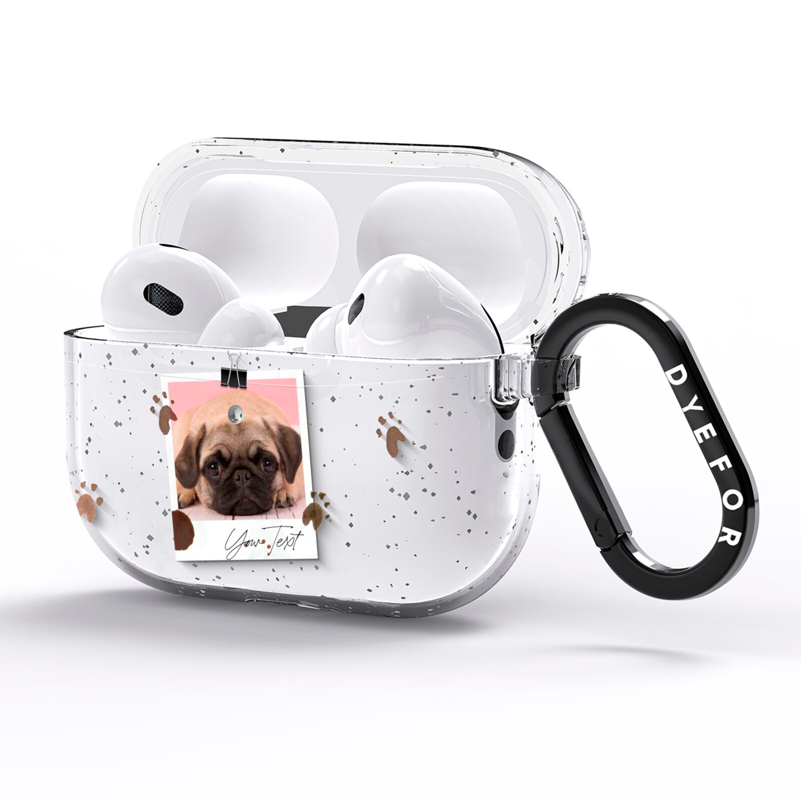 Custom Dog Picture with Name AirPods Pro Glitter Case Side Image