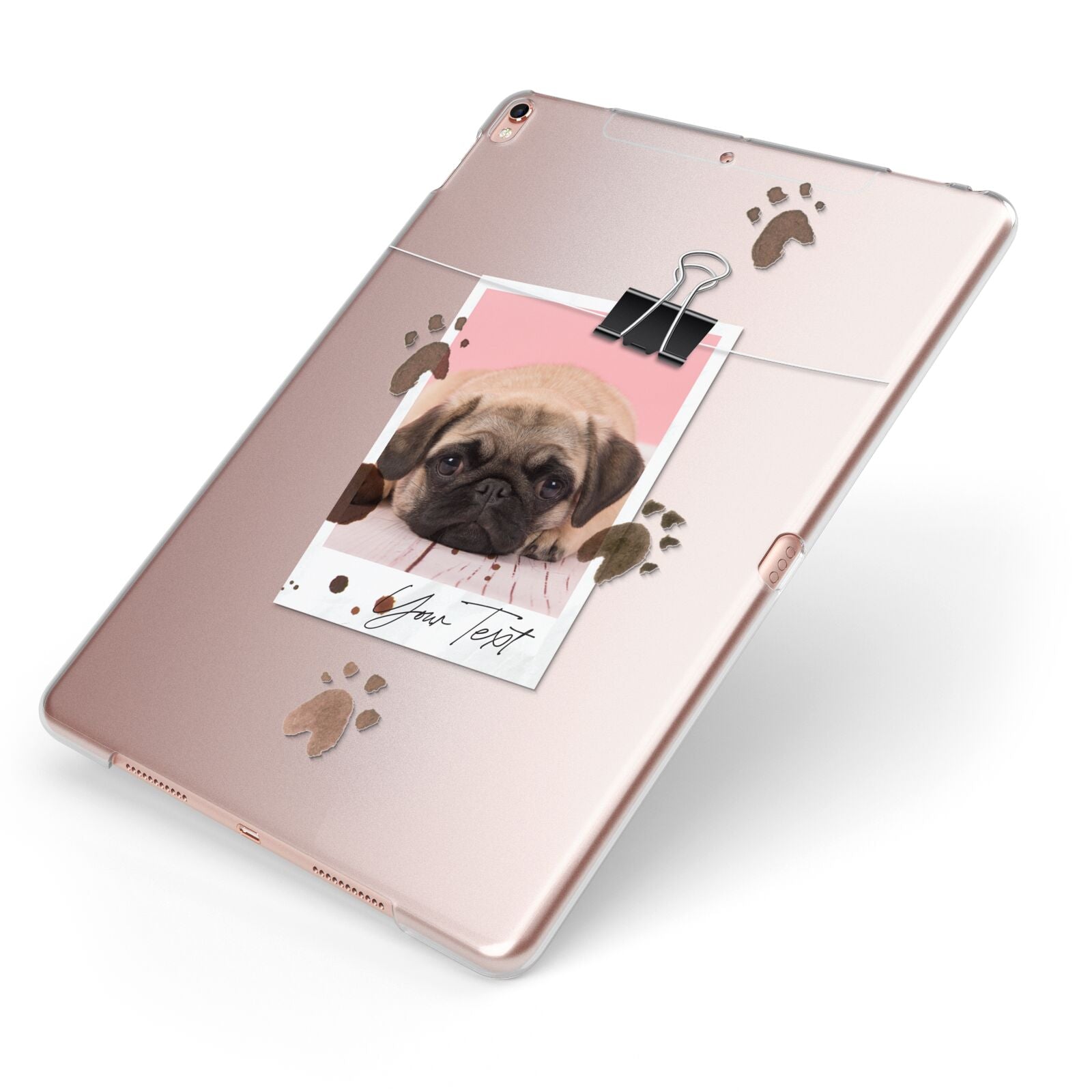 Custom Dog Picture with Name Apple iPad Case on Rose Gold iPad Side View