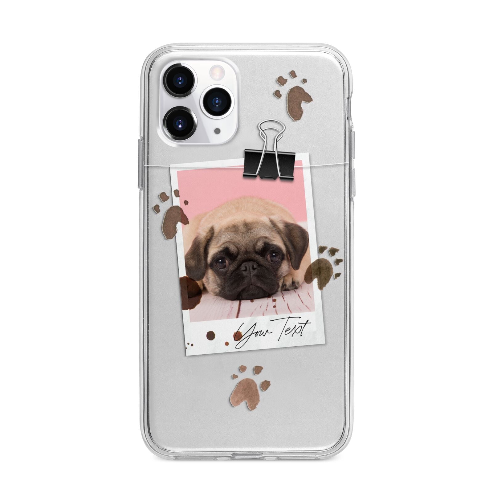 Custom Dog Picture with Name Apple iPhone 11 Pro Max in Silver with Bumper Case