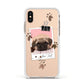 Custom Dog Picture with Name Apple iPhone Xs Impact Case White Edge on Gold Phone