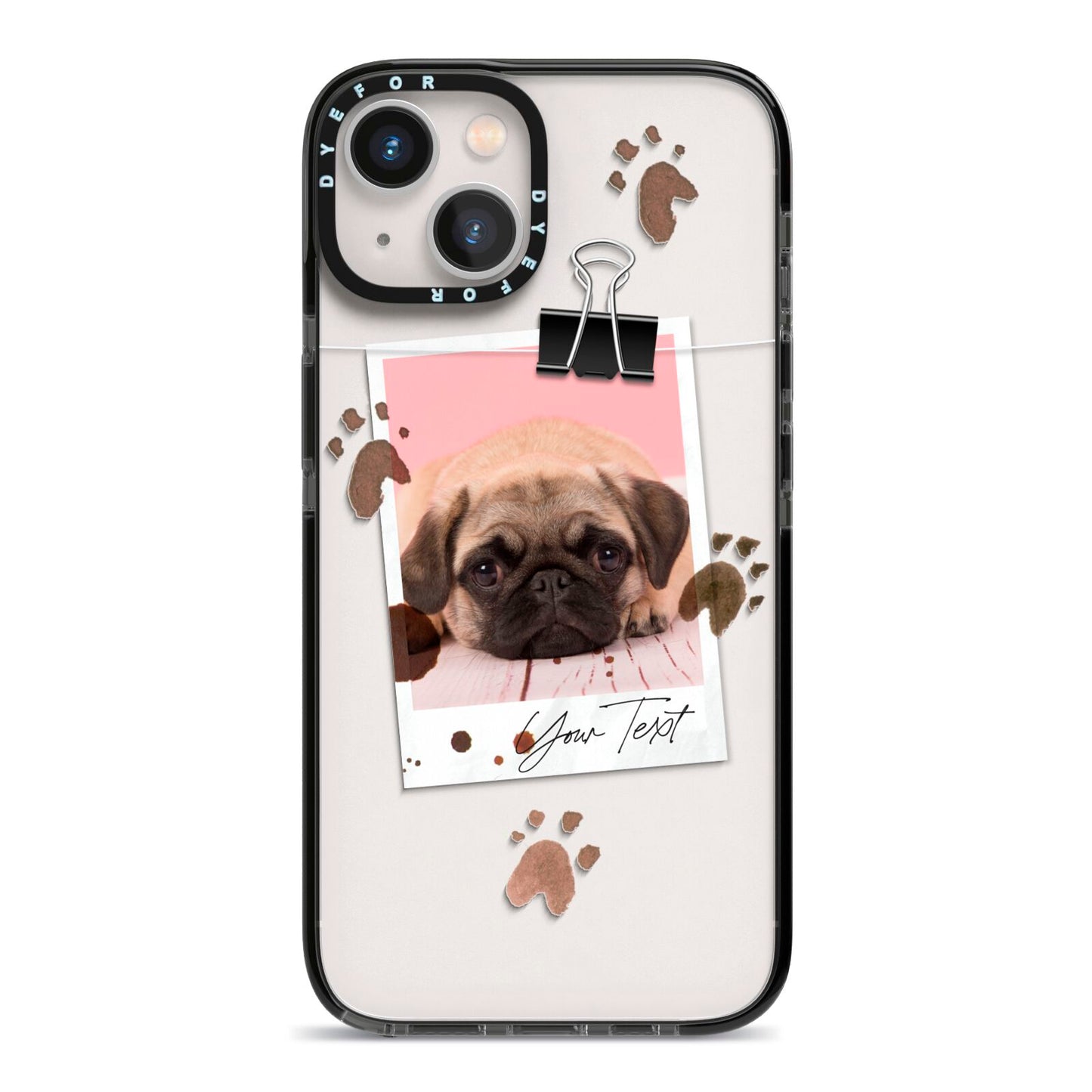Custom Dog Picture with Name iPhone 13 Black Impact Case on Silver phone