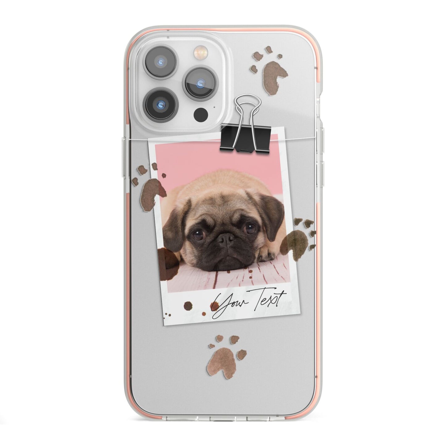 Custom Dog Picture with Name iPhone 13 Pro Max TPU Impact Case with Pink Edges