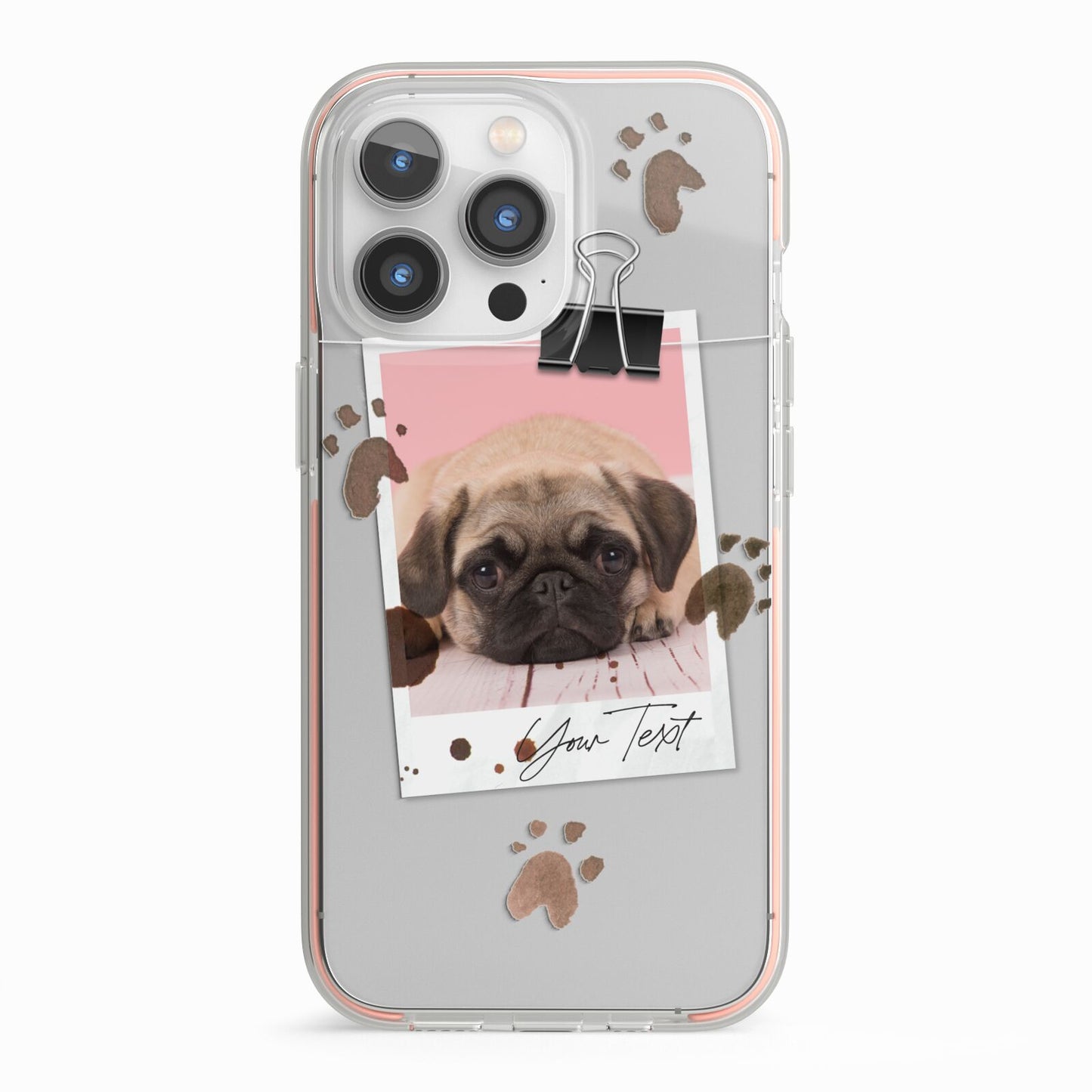 Custom Dog Picture with Name iPhone 13 Pro TPU Impact Case with Pink Edges