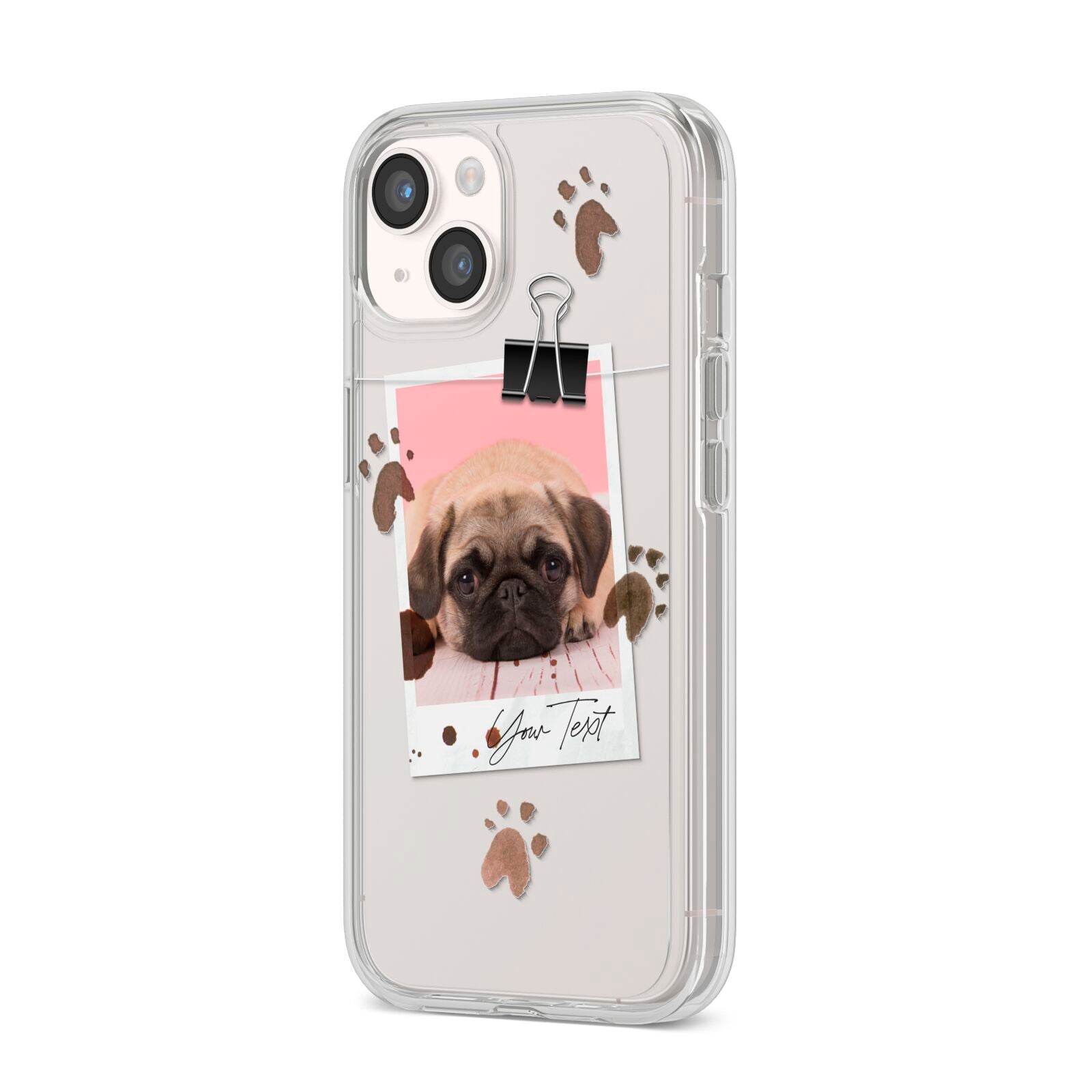 Custom Dog Picture with Name iPhone 14 Clear Tough Case Starlight Angled Image