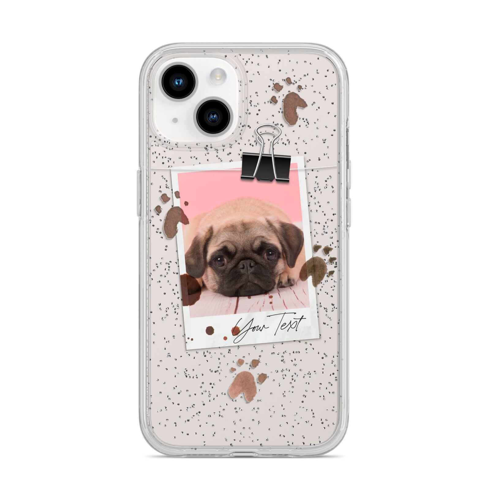 Custom Dog Picture with Name iPhone 14 Glitter Tough Case Starlight