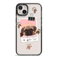 Custom Dog Picture with Name iPhone 14 Plus Black Impact Case on Silver phone
