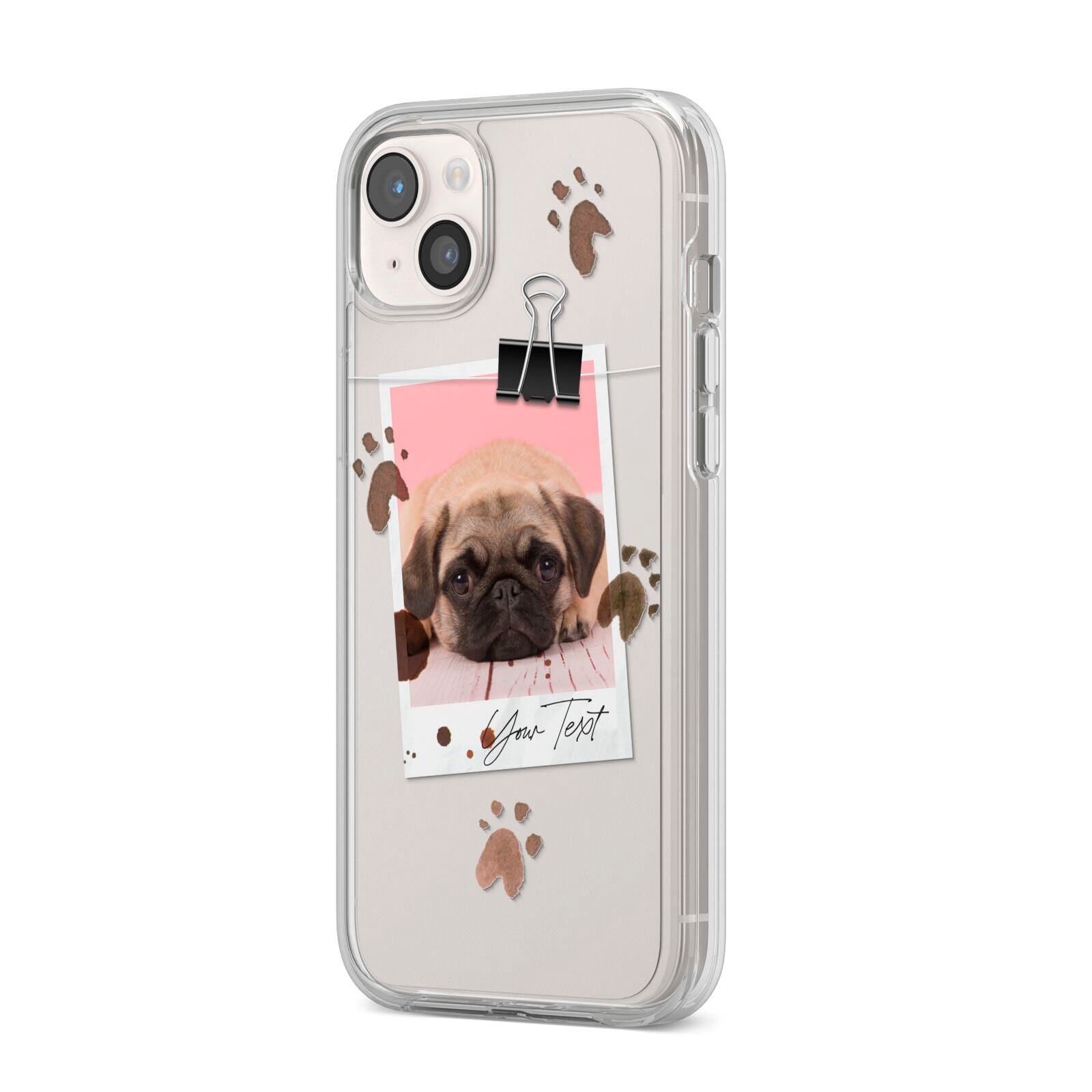Custom Dog Picture with Name iPhone 14 Plus Clear Tough Case Starlight Angled Image