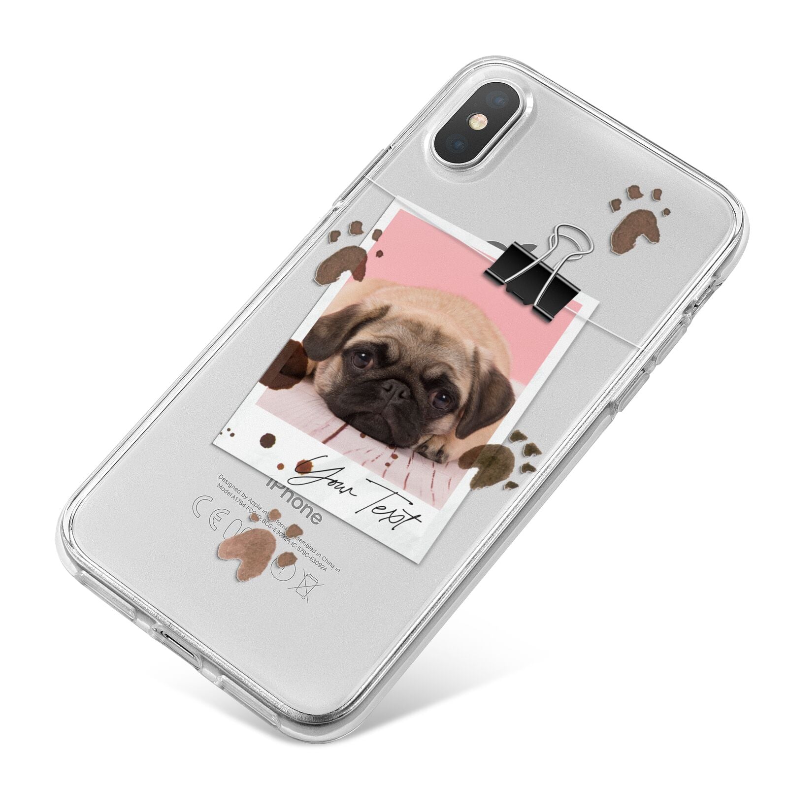 Custom Dog Picture with Name iPhone X Bumper Case on Silver iPhone