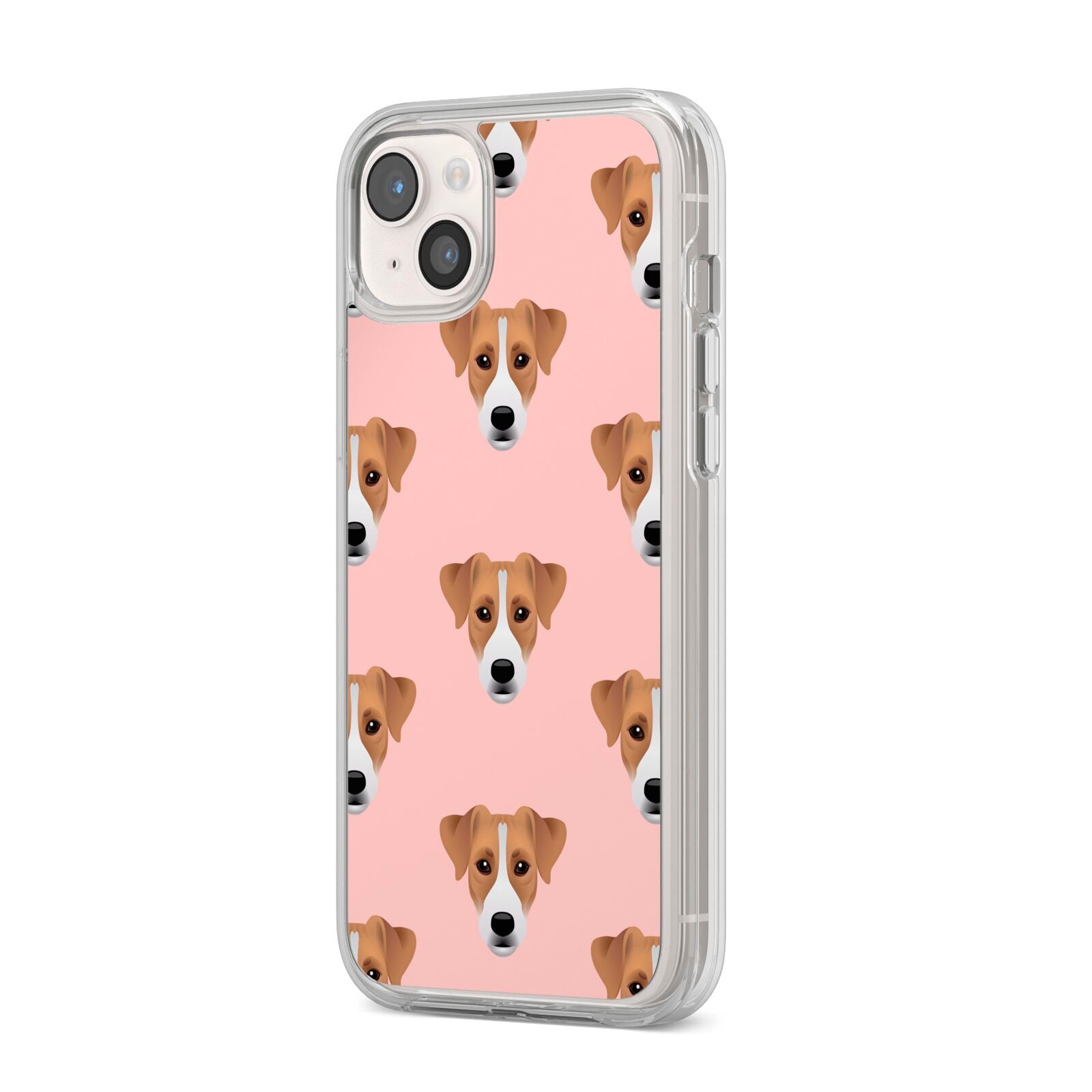 Custom Dog iPhone 14 Plus Clear Tough Case Starlight Angled Image