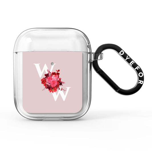 Custom Dual Initial Floral AirPods Clear Case