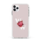 Custom Dual Initial Floral Apple iPhone 11 Pro Max in Silver with White Impact Case
