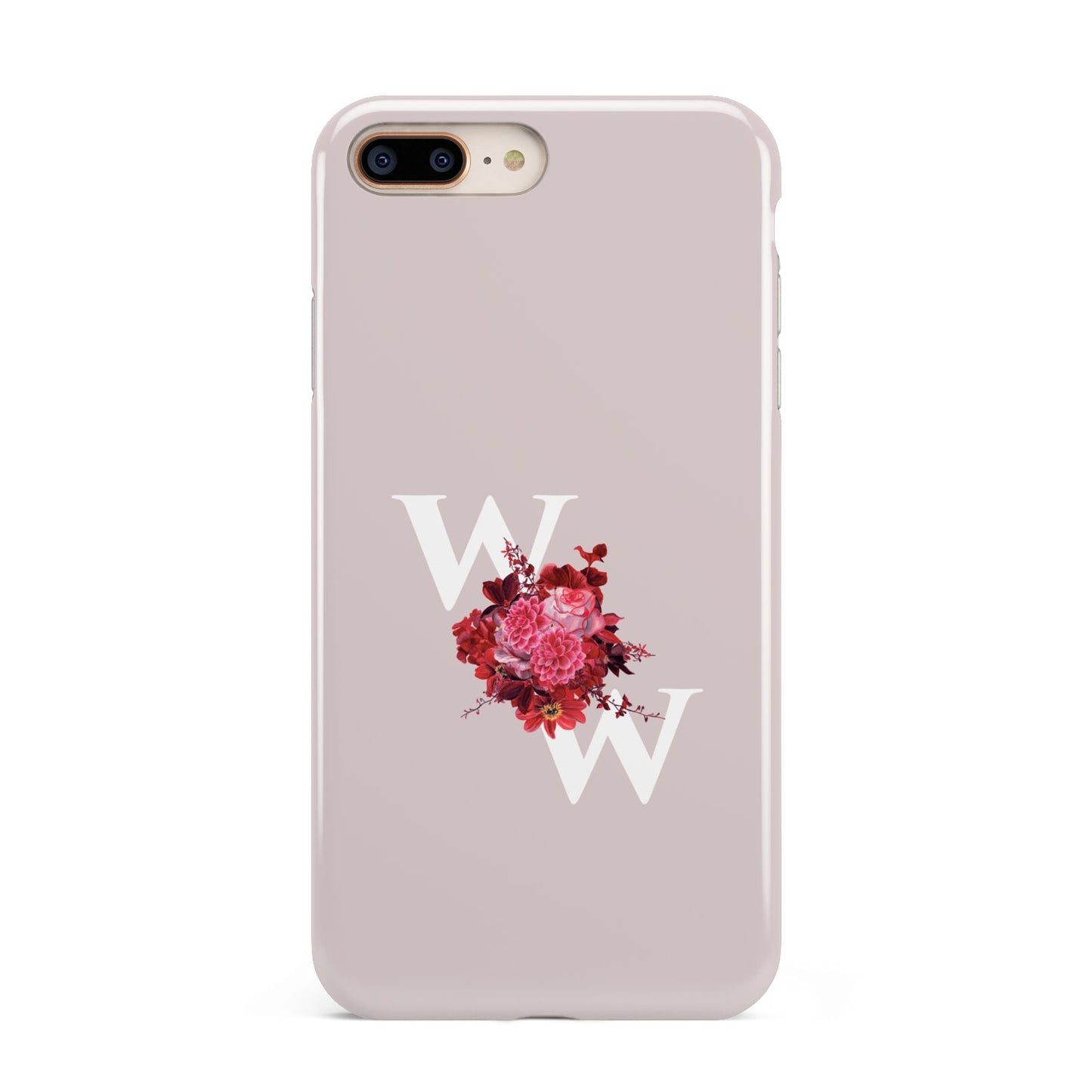 Custom Dual Initial Floral Apple iPhone 7 8 Plus 3D Tough Case